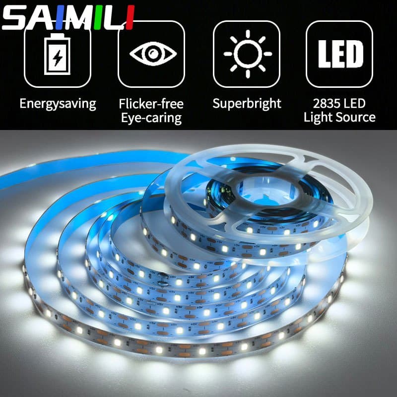 Faixa de Luzes LED USB 2 unidades SAIMILI, faixa de luz LED branca 5V 6000K, fita de LED SMD 2835 cortável flexível de 8