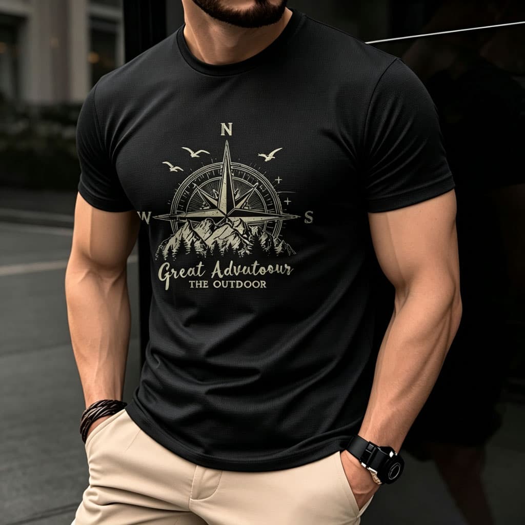 Camiseta Casual Masculina, Baju Lelaki de Manga Curta, Camiseta Masculina Estampada para Uso ao Ar Livre, Camiseta com