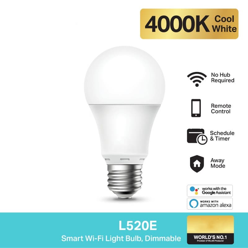 Lâmpada Regulável Wi-Fi Inteligente L520E , Controle De Aplicativo De Voz 4000K 806lm , De Modo Afastado Com Temporizado