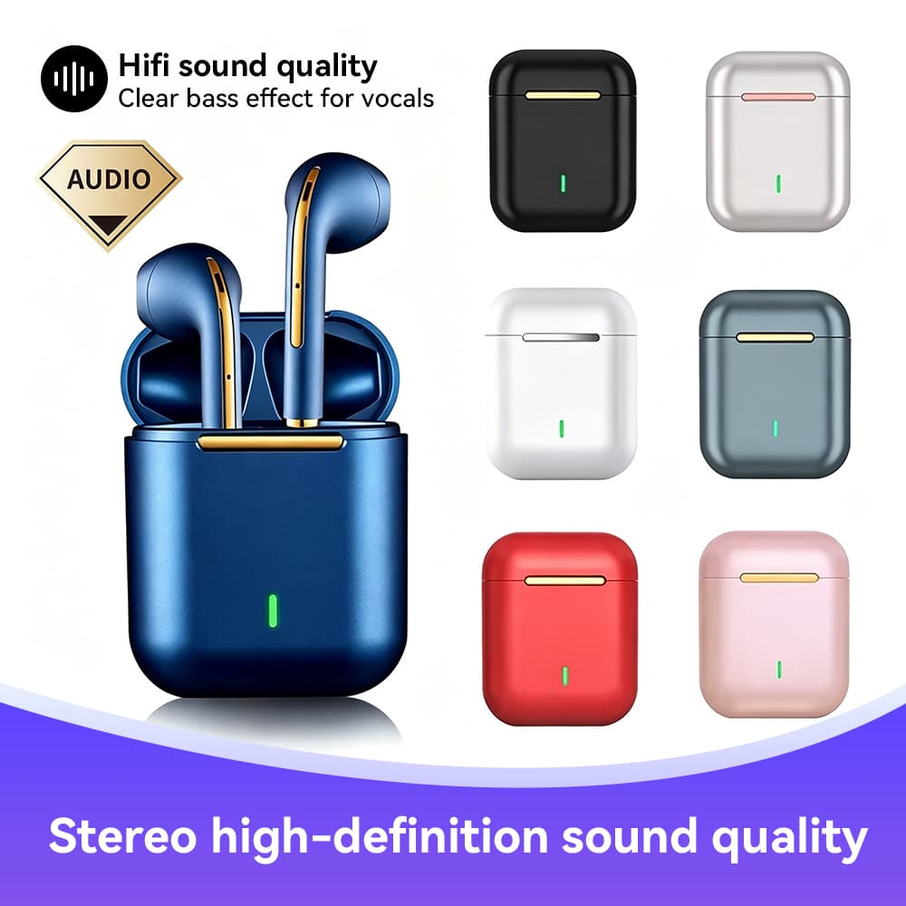 J18 Fones De Ouvido TWS Sem Fio Bluetooth Estéreo Intra-Auriculares Emparelhamento Pop-up Áudio Hi-Fi ENC À Prova D'água