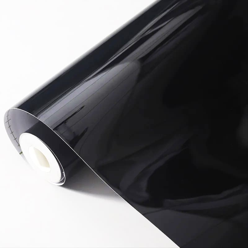 Película de Vinil de PVC Preto Brilhante Clássico Premium em Rolo com Liberação de Ar Adesivo Autocolante para