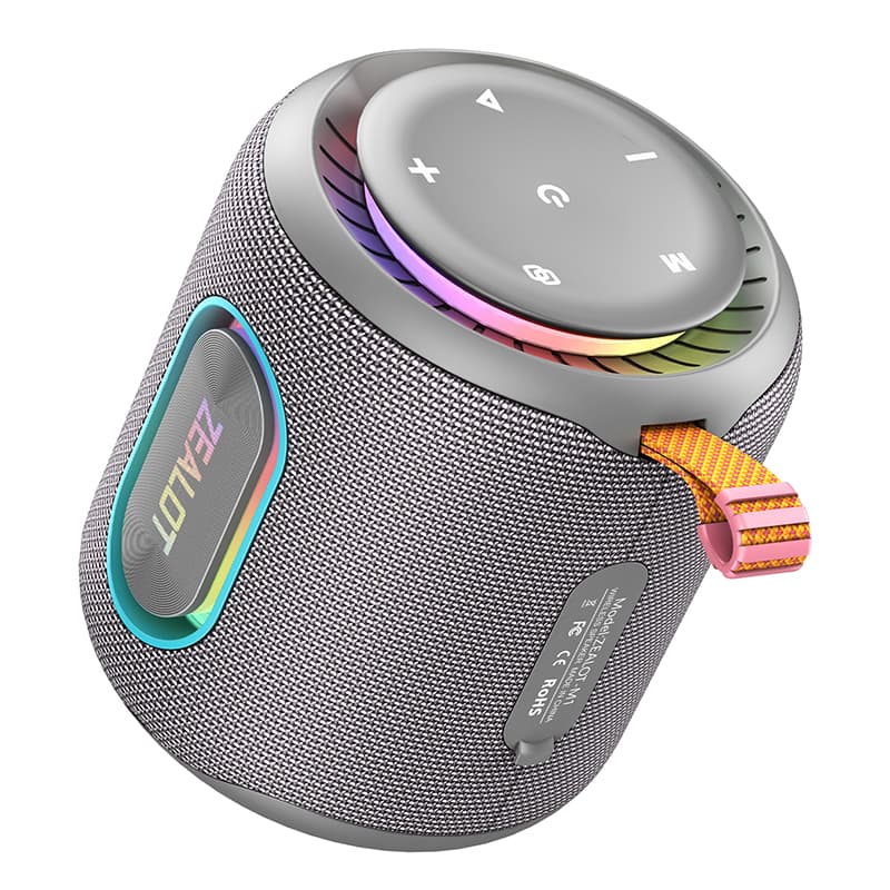 Caixa de Som Bluetooth Portátil ZEALOT M1 30W 6000mAh IPX6 À Prova D'Água, Iluminação RGB, Graves Potentes, Corrente
