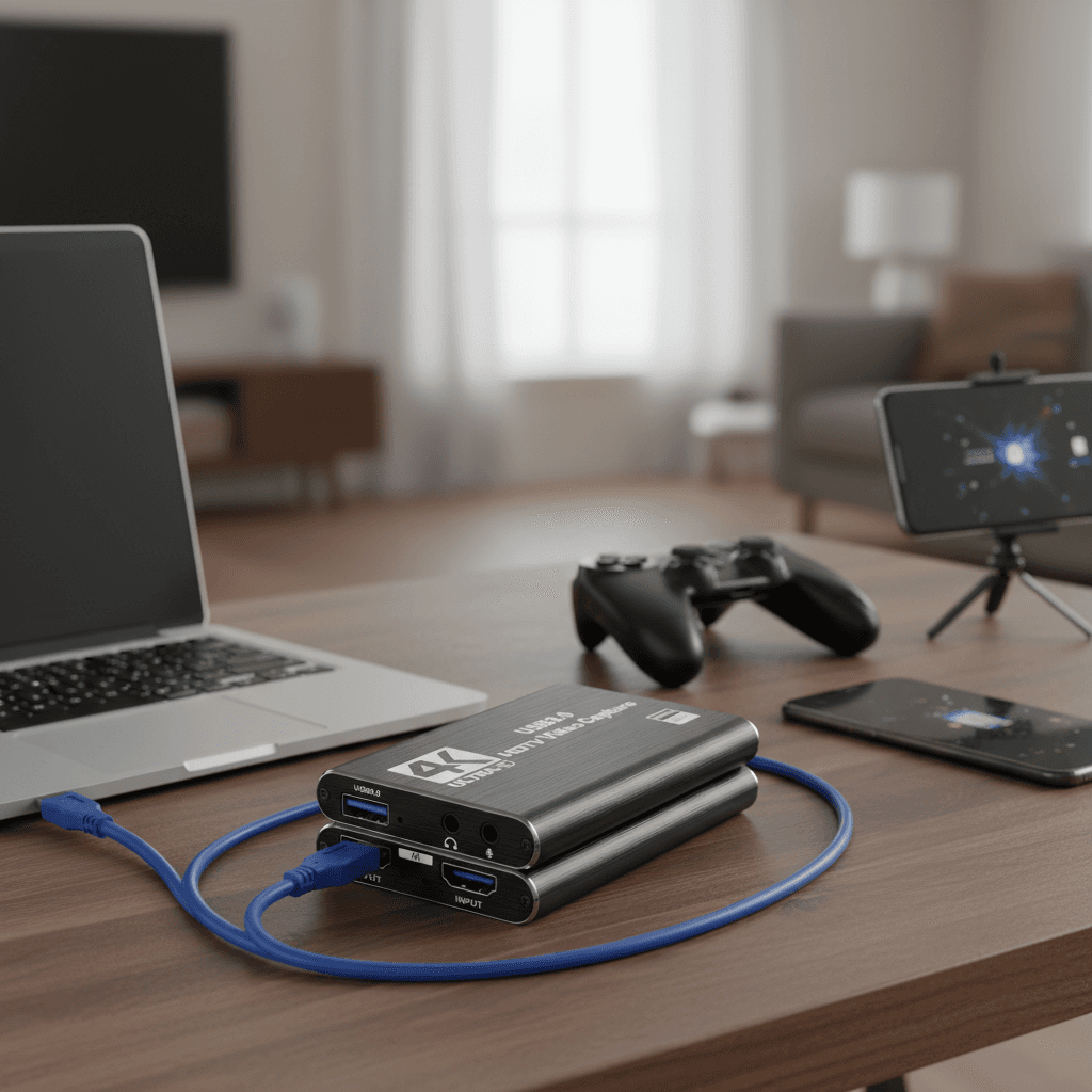 Placa de Captura de Jogo 4K HDMI para USB3.0 para Transmissão, Gravação e Transmissão ao Vivo em 1080P