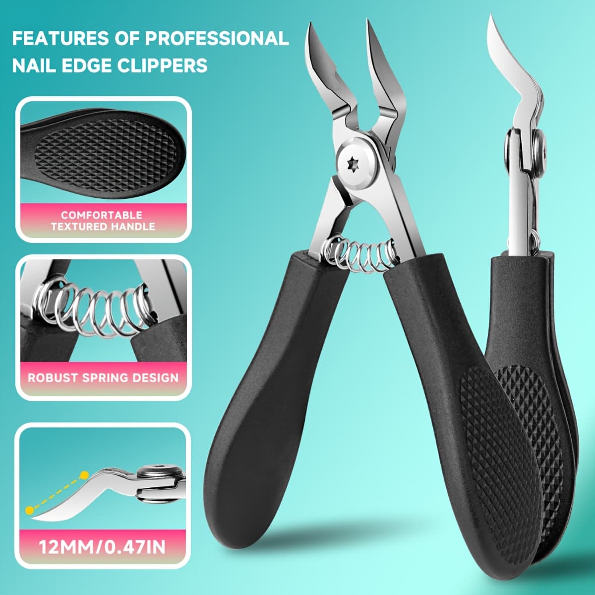 Alicate de Unhas Grande Profissional com Bico Curvado, Cortador de Unhas Encravadas para Adultos e Idosos, Aço
