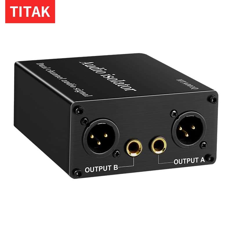 Caixa Isolante De Áudio De Canal Duplo XLR 6.5 Mm Interface PAD GND Filtro Para Mixer