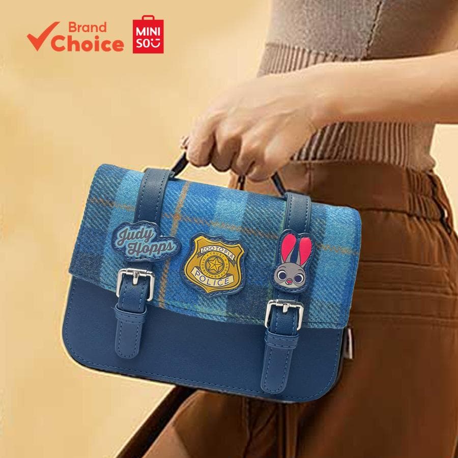 MINISO Disney Zootopia Série - Elegante e Prática Bolsa Tiracolo Judy Cambridge 21cm X 6cm X 16cm