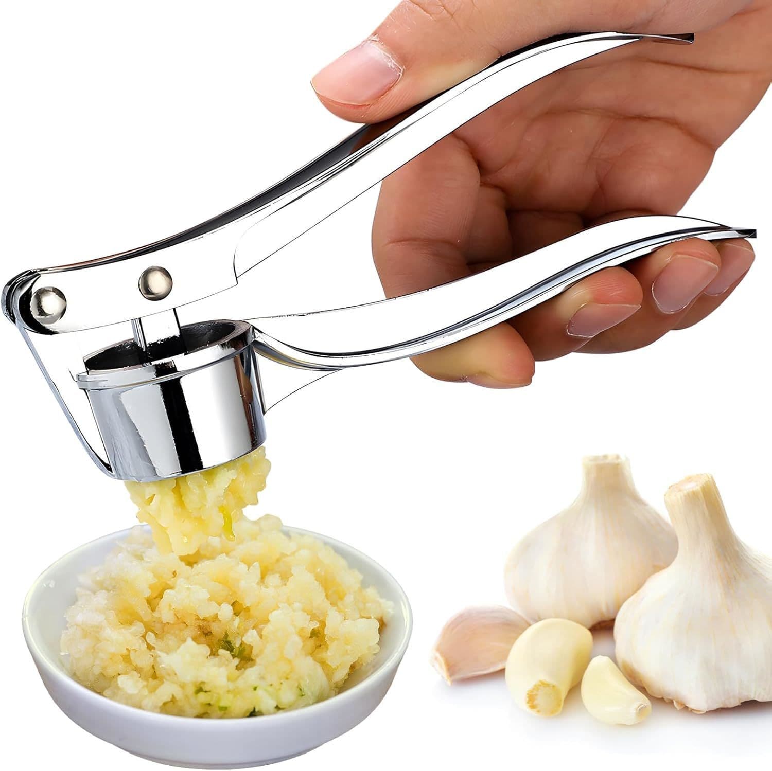 Conjunto Portátil De Prensa De Alho Em Aço Inoxidável , Descascador De Gengibre , Escova De Limpeza , Reutilizável , Fác