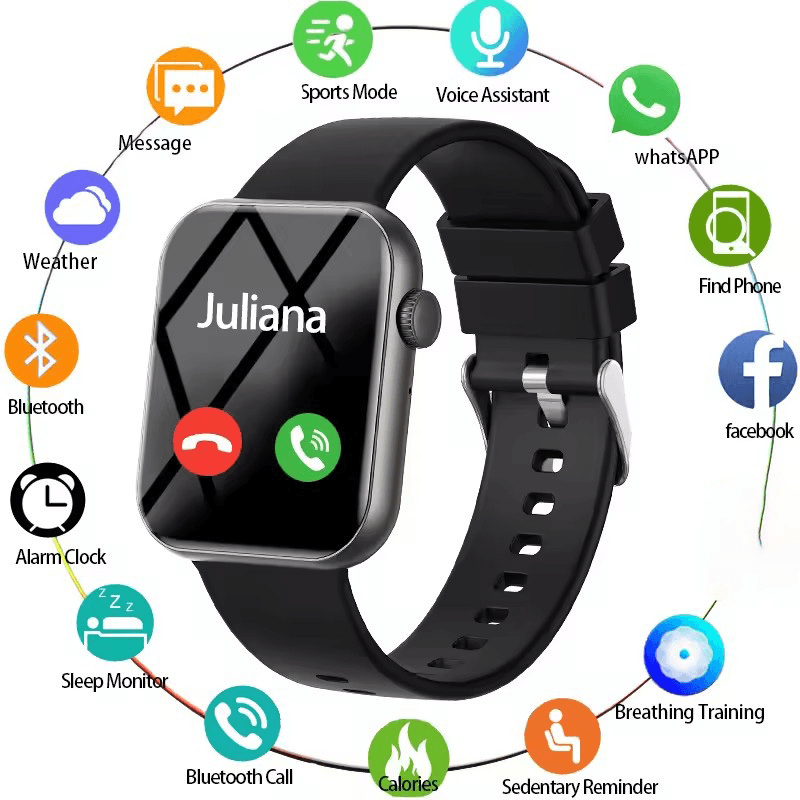 Novo Relógio Esportivo Inteligente para Homens, Tela Touch Total, Monitor de Frequência Cardíaca, Chamada Bluetooth,