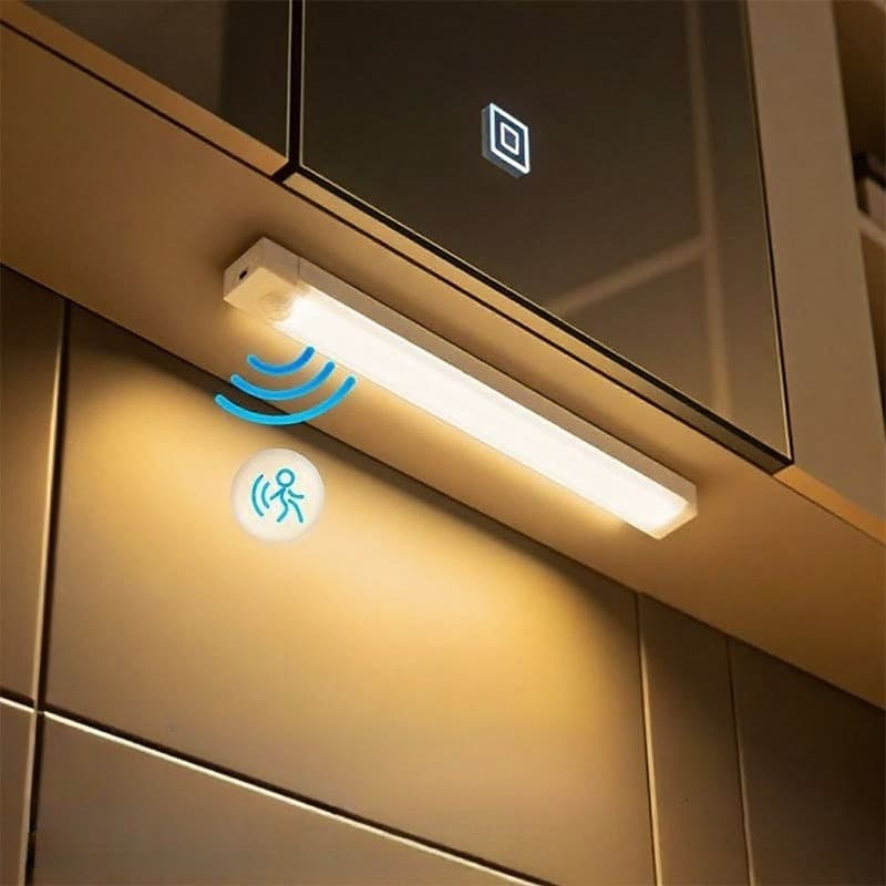 Luz LED inteligente com sensor de presença, luz de armário com sensor de movimento, luz noturna recarregável automática