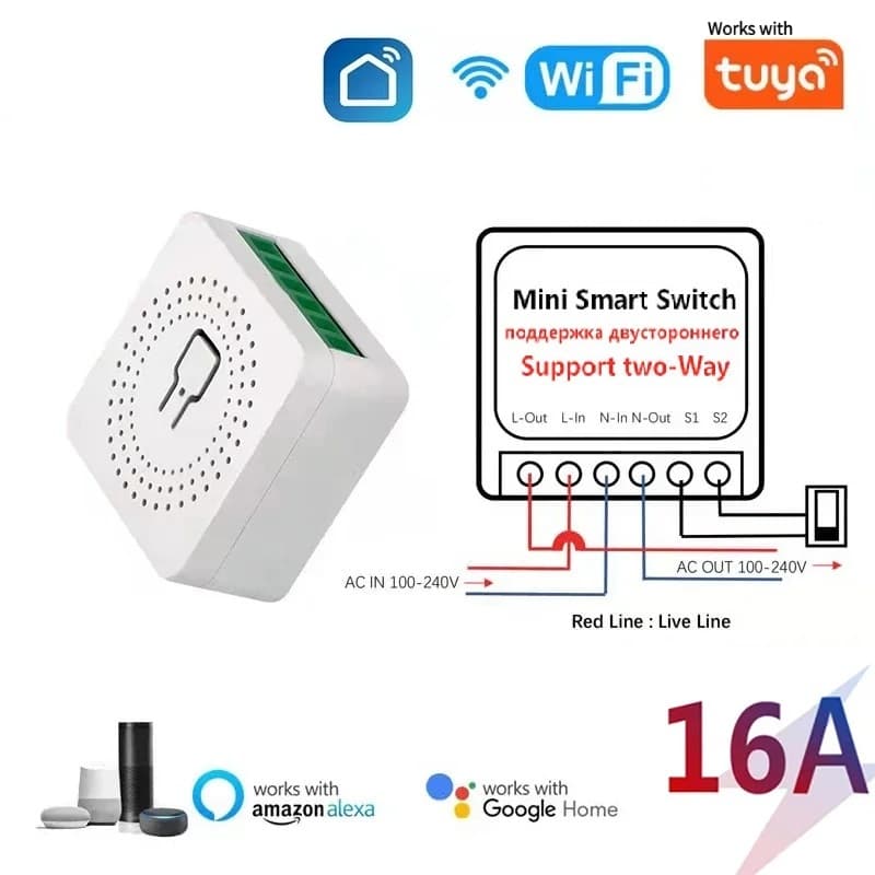 Interruptor Inteligente Axus Para Tuya Smart WiFi Switch 16A Mini Disjuntor Controle Sem Fio Temporizador APP Uso Em Via