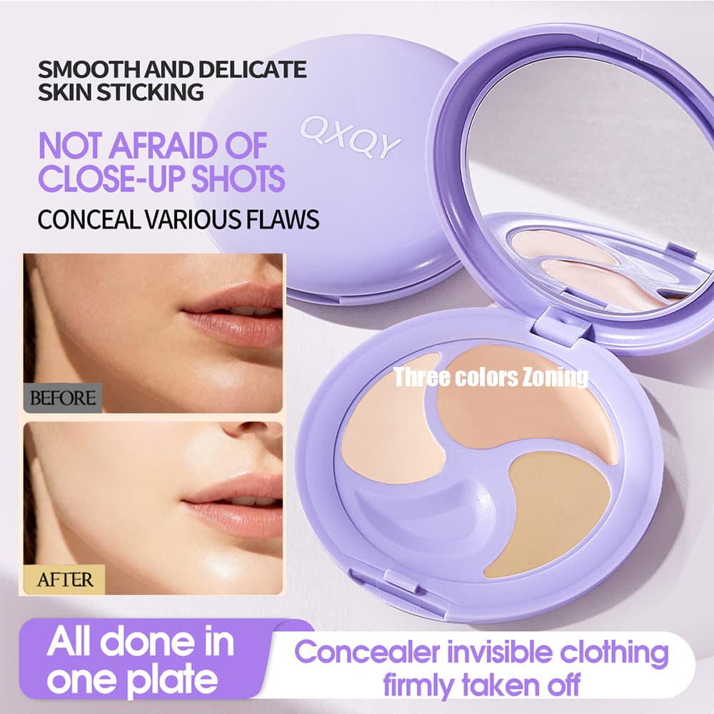 QXQY Corretivo à base de água – Cobertura natural para manchas, acne e olheiras, três cores incluindo salmão