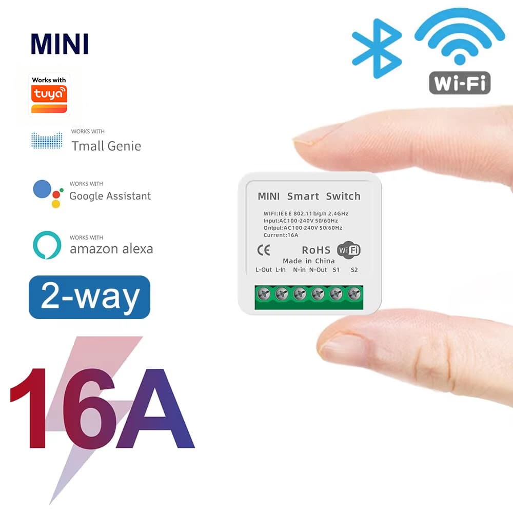 Axus Para Tuya Smart Life 16A WiFi Mini Interruptor Inteligente Módulo De Relé De Automação Residencial Tomada De Contro