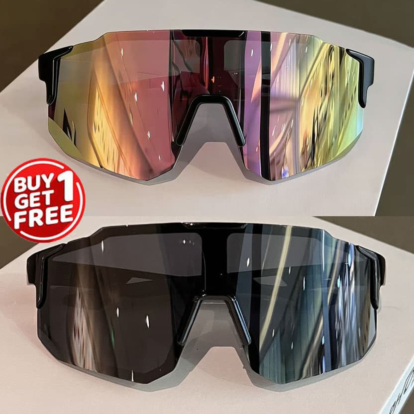 Compre 1 Leve 2 Óculos Esportivos 2Pcs Moda UV400 - Óculos de Sol à Prova de Vento, Adequados para