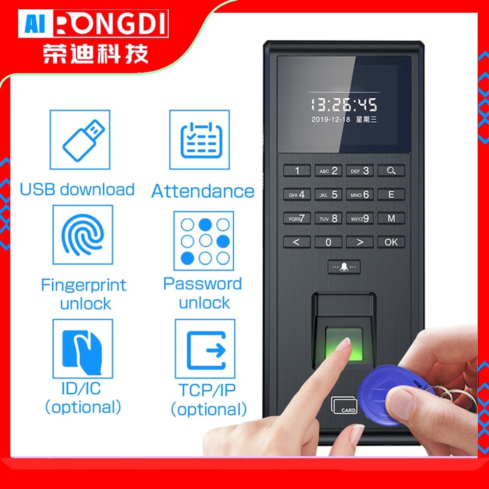 Sistema de Controle de Acesso por Biometria e RFID com Registro de Ponto por Impressão Digital, Conexão USB/TCP, Relógio