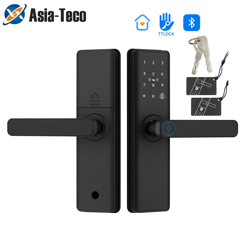 Fechadura De Porta De Segurança Inteligente WiFi Teclado De Impressão Digital Cartão RFID Hardware Aluguel Doméstico