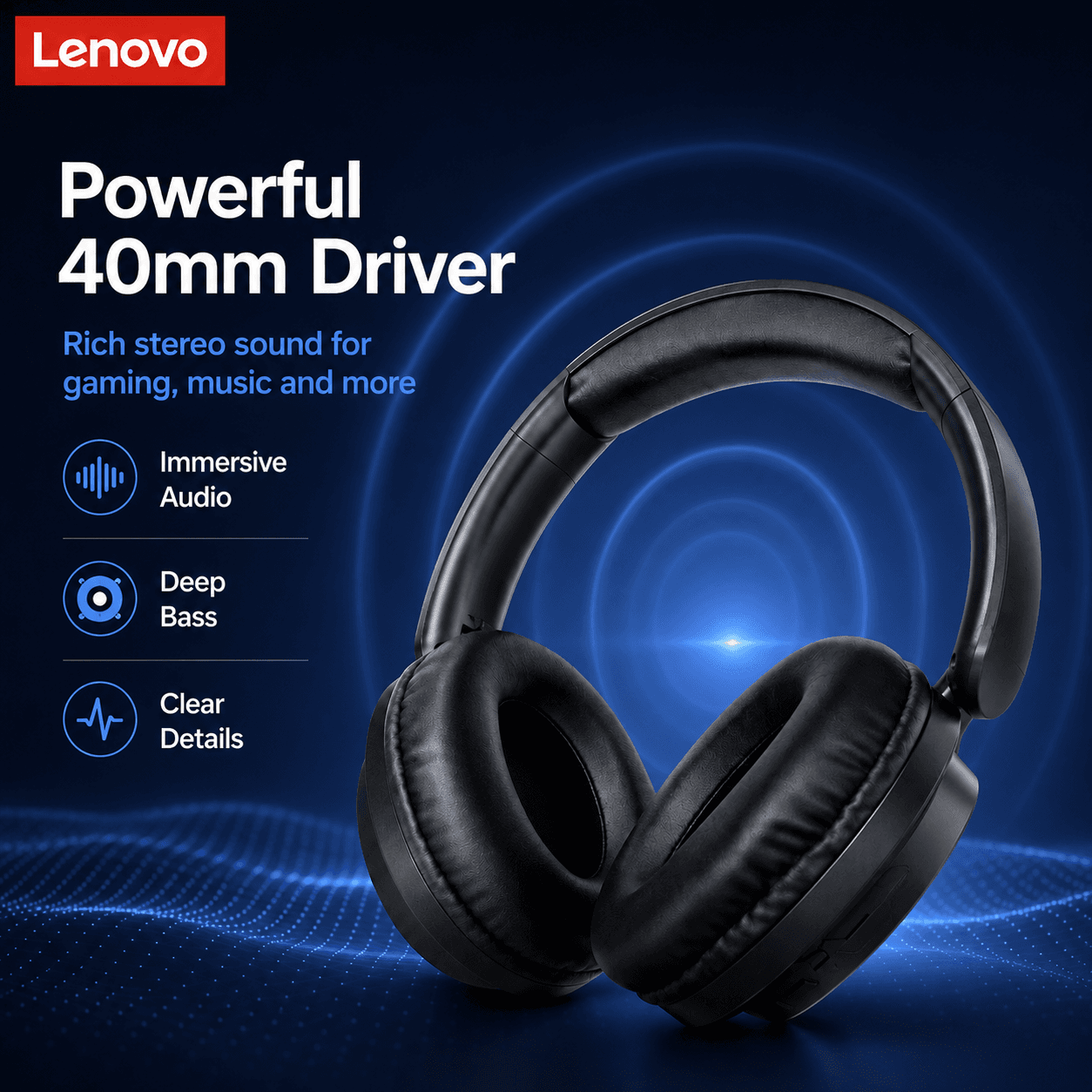 Fones de Ouvido Bluetooth Lenovo EH140, Fones Sem Fio, Fone com Fio Tipo C com Microfone, Alta Qualidade, Original