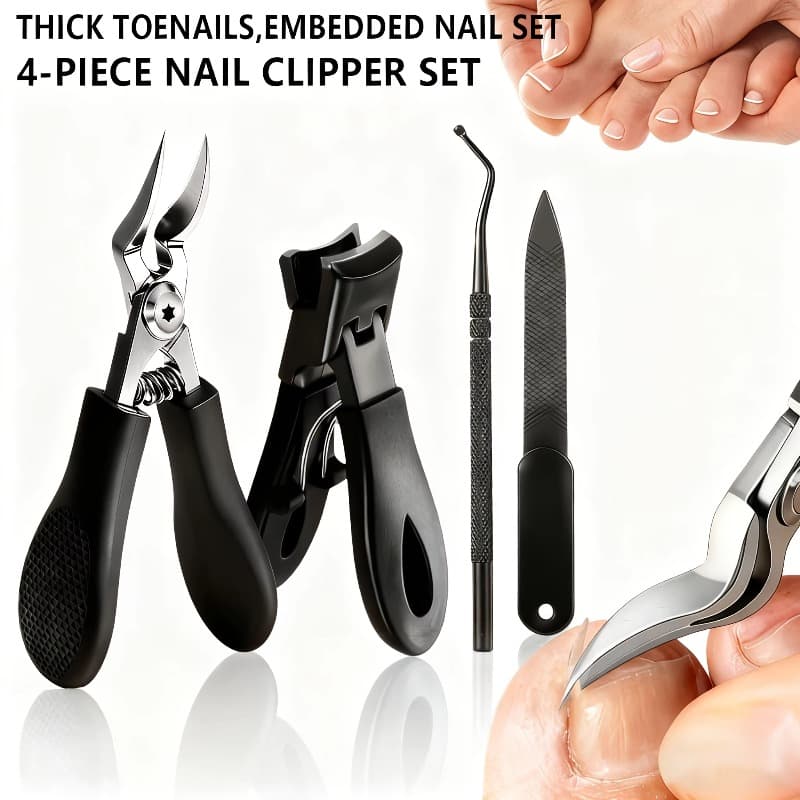 Conjunto de Ferramentas para Unhas Encravadas Grossa 4 peças – Alicate de Unha de Aço Inoxidável, Cortador de Unhas de