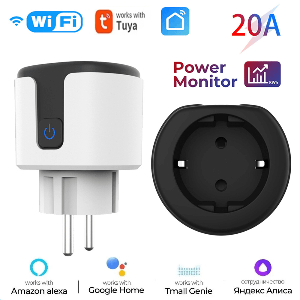 Tomada Inteligente Wi-Fi de Monitoramento de Energia AXUS EU 16A/20A, Função de Temporizador, Controle por Voz,