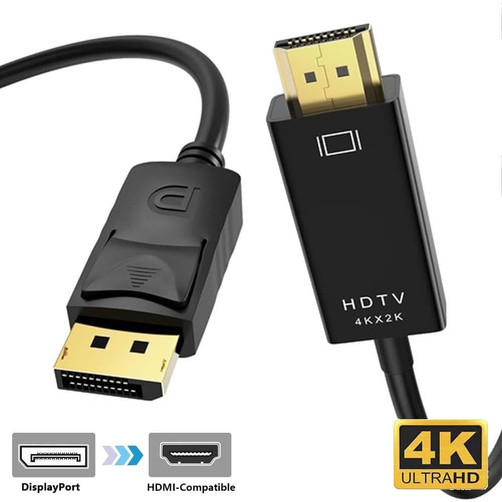 Adaptador Compatível Com DP DisplayPort Para HDMI , Conversor De Conexão , Cabo De 1.8m 4K 1080P Desktop , PC , TV
