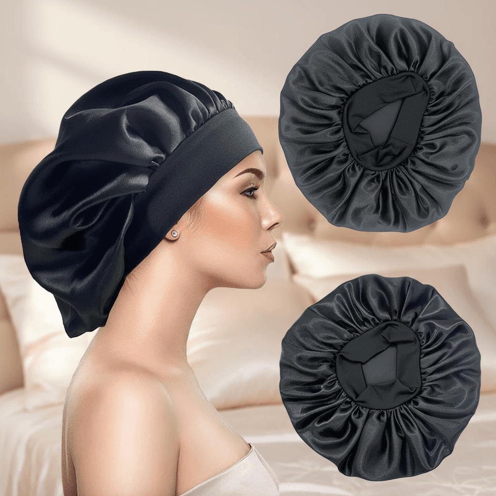 Boné de dormir unissex de cetim para mulheres, novo chapéu noturno para cuidados com o cabelo de cor sólida.