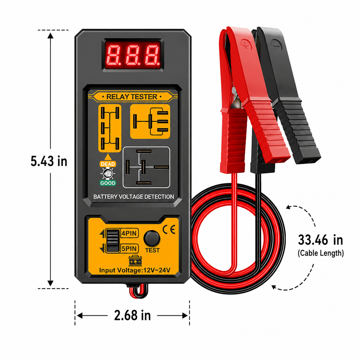Testador Universal de Relés de Carro CNB-808, 4/5 Pinos, Indicador LED para Diagnóstico Automotivo