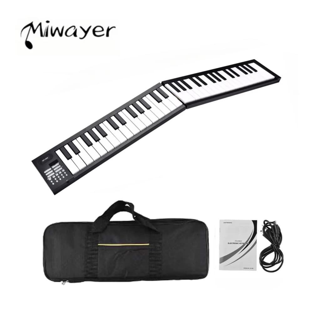 Miwayer Dobrável 61 Teclas Piano Eletrônico Digital Teclado Recarregável Portátil Para Estudantes Iniciantes Viagens Com
