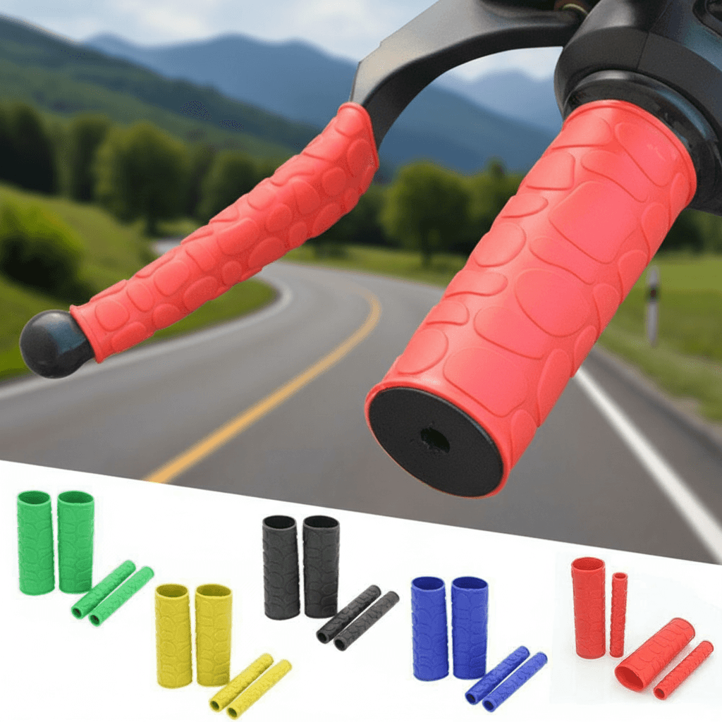 Conjunto de 4 peças de manga para guidão de motocicleta, manoplas de borracha antiderrapante com capas para alavancas