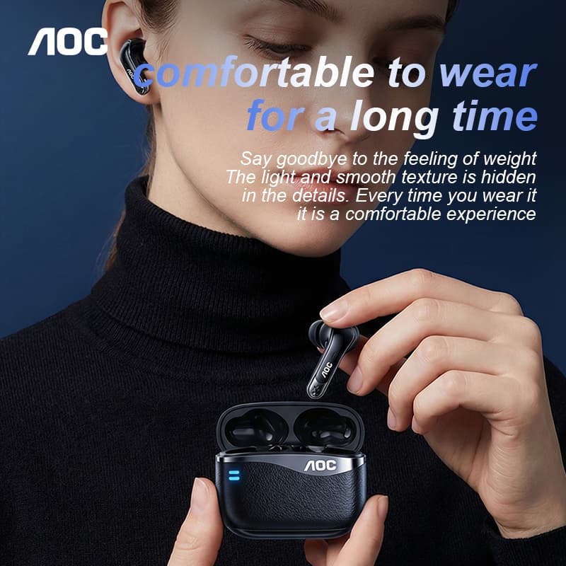 AOC ACT4625 Fones de Ouvido TWS Bluetooth, Fones Sem Fio, Baixa Latência 2.4G, Fones de Ouvido para Jogos, Redução de