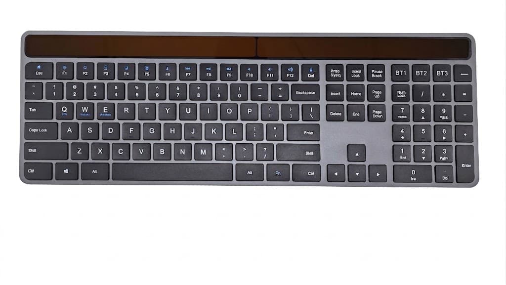 Teclado Bluetooth Solar de Alumínio Ultra Fino Universal Multi-Dispositivo Teclado Sem Fio Tamanho Completo para Windows