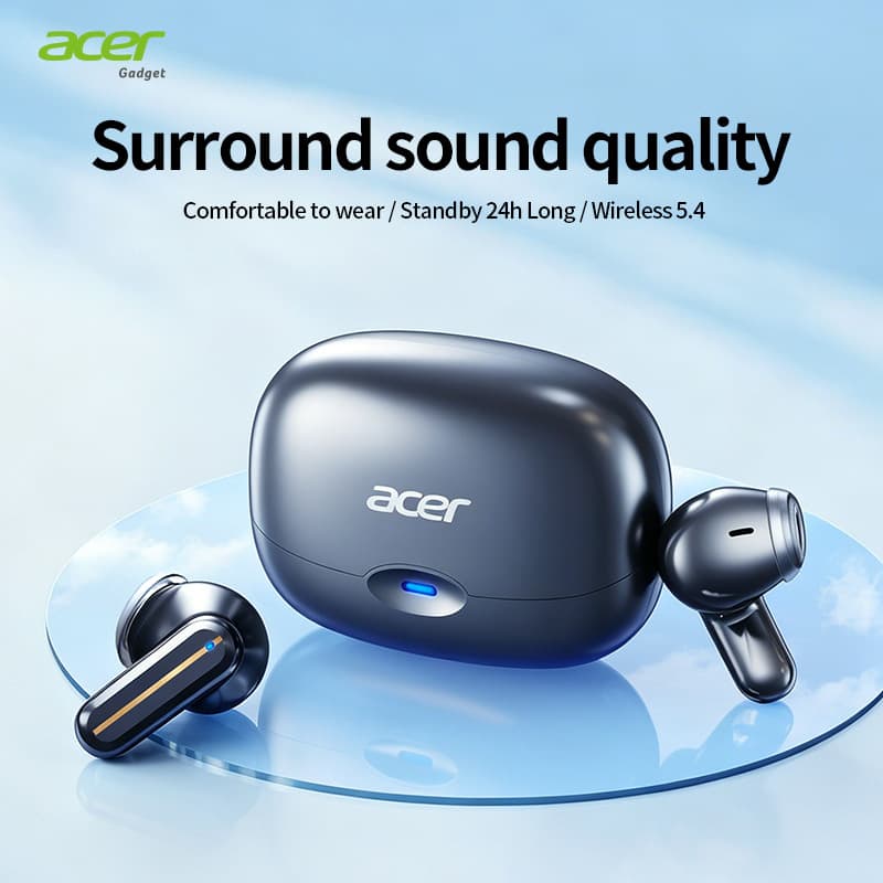 Fones de Ouvido Acer OHR807, Fones Bluetooth 5.4, Fones Esportivos, 3,6 g, Conforto Leve, 24 Horas de Reprodução, Som
