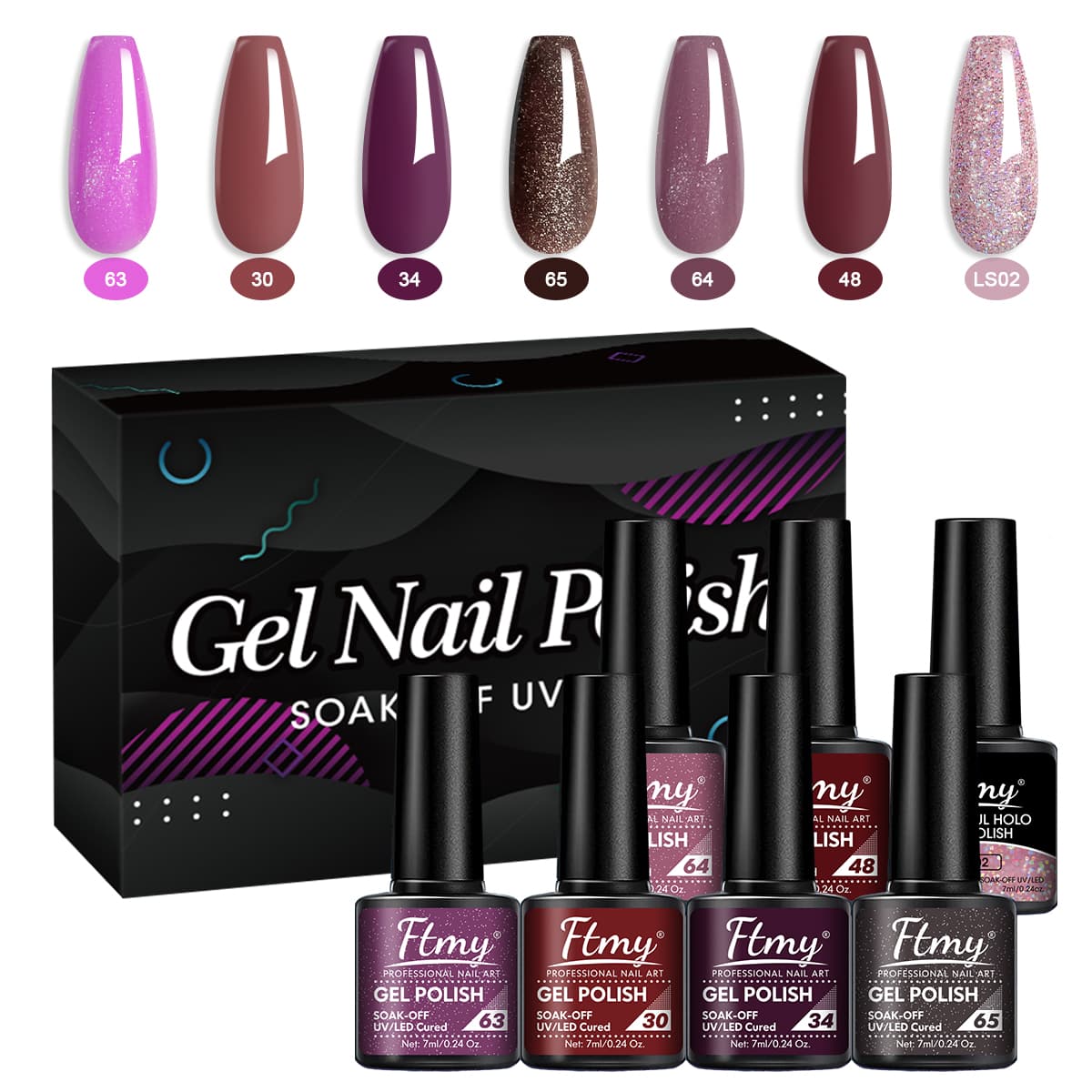 Esmalte de Gel - 7 Cores, Esmalte Violeta Lavanda, Esmalte de Arte de Unha para LED, Arte de Unhas, Gel de Unha Roxo de