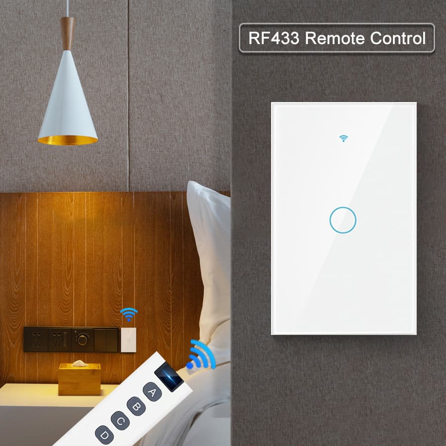 Interruptor Inteligente AXUS para Casa 2026, Interruptor de Parede Touch para Tuya RF433, Controle Sem Fio por App,