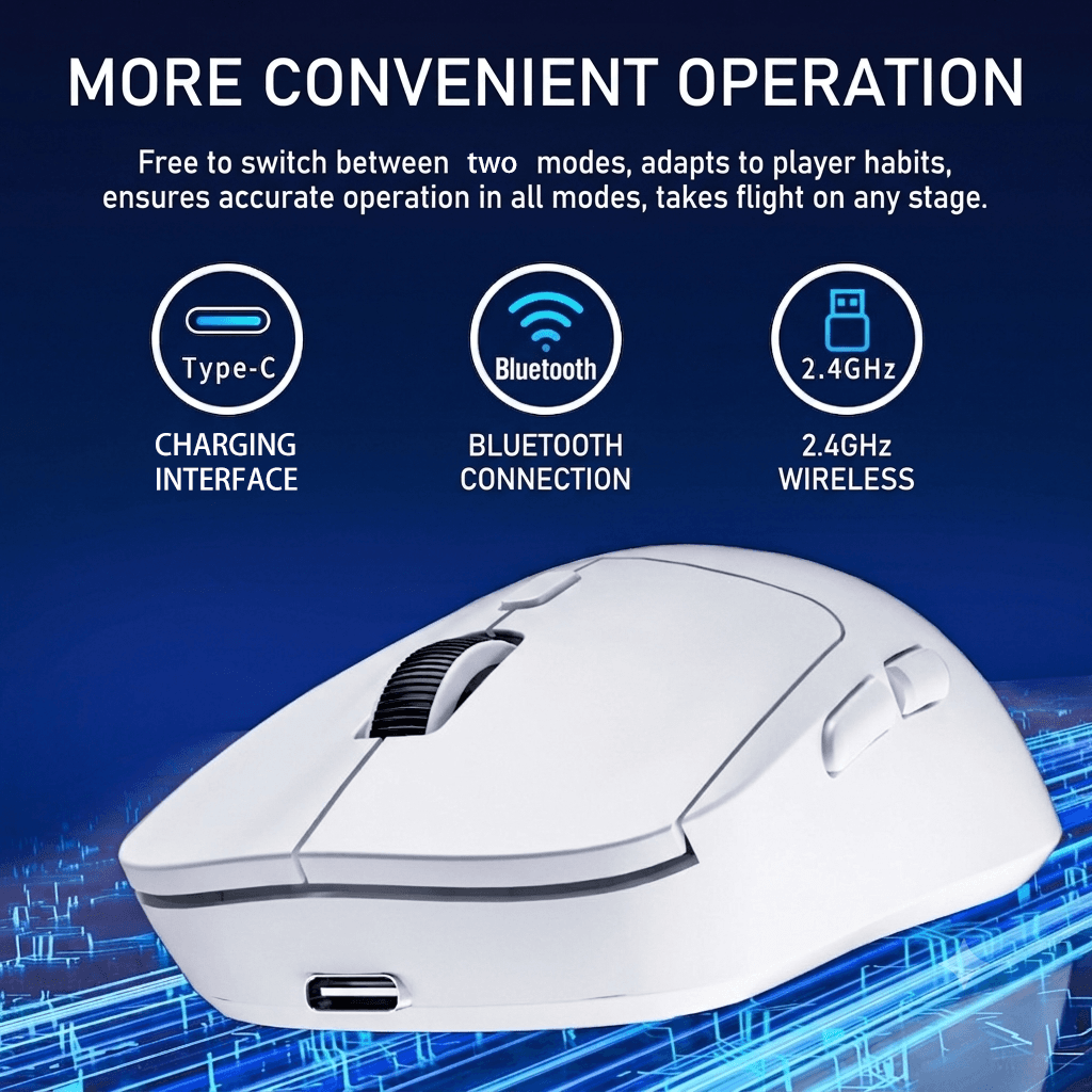 HXSJ 348 Mouse Gaming Leve Ajustável 10.000 DPI Sem Fio Bluetooth BT5.3 com Suporte para Desktop e Notebook