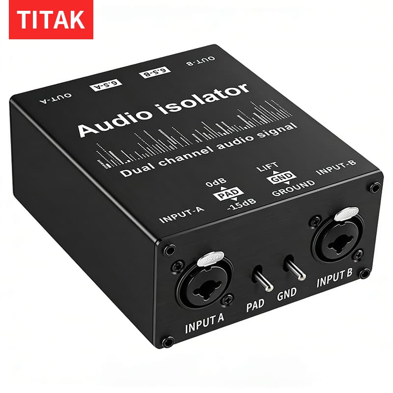 Isolador De Áudio XLR De Canal Duplo Interruptor PAD GND De Interface De 6.5 Mm Para Transmissão Ao Vivo
