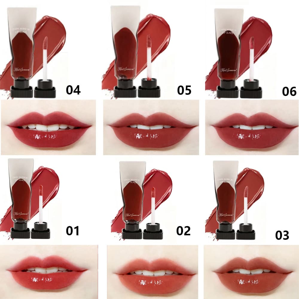Brilho labial 6 unidades/1 conjunto, gloss labial espelho, acabamento brilhante, gloss labial chá com leite escuro,