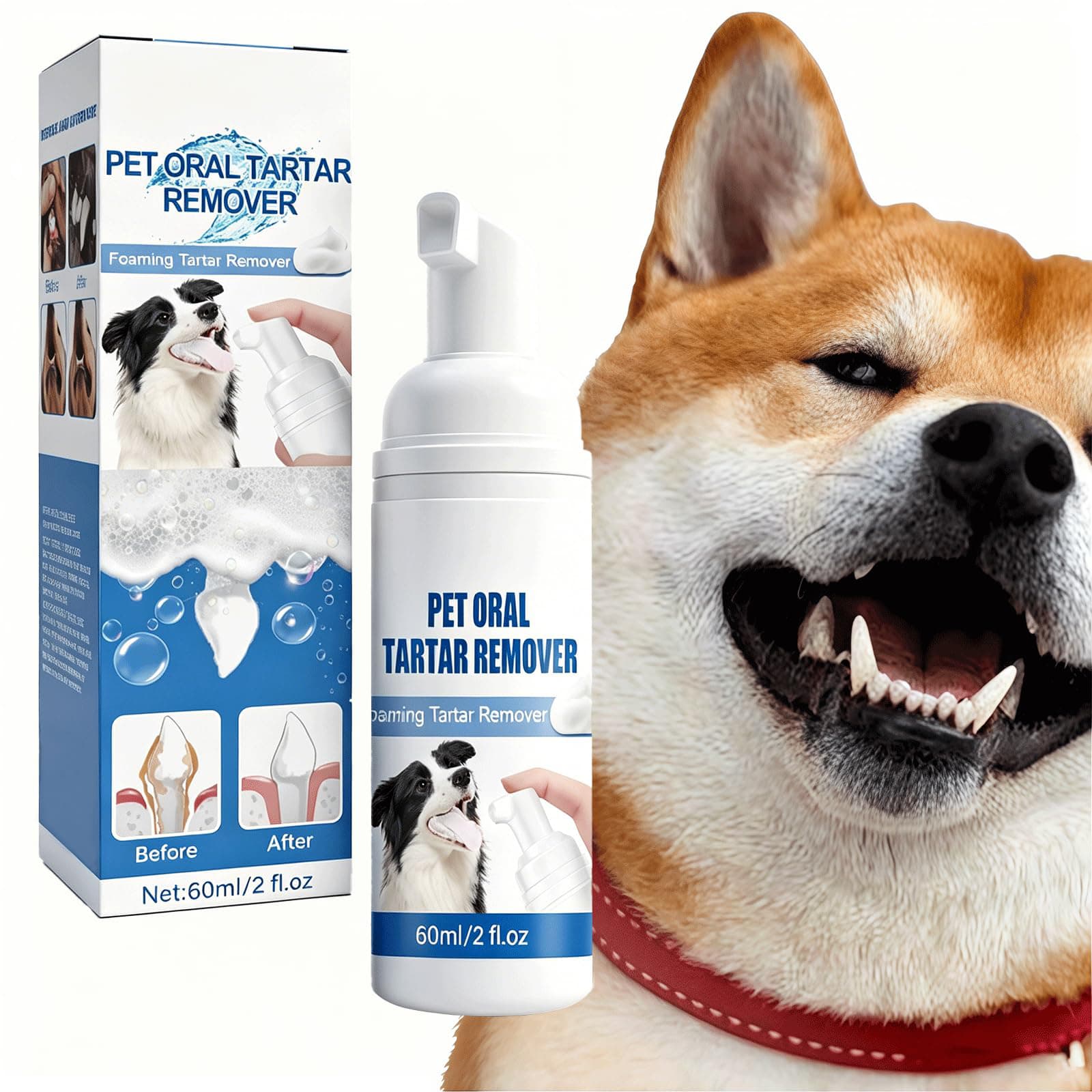 Spray De Espuma Oral Para Animais De Estimação , 60ml , Sem Escova , Limpador De Dentes , Controle De Tártaro , Hortelã-