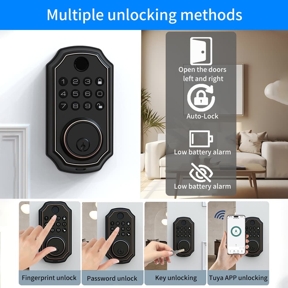 Fechadura Digital Inteligente Com Impressão , Teclado Eletrônico , Entrada Sem Chave Para Uso Doméstico Antifurto , Apar