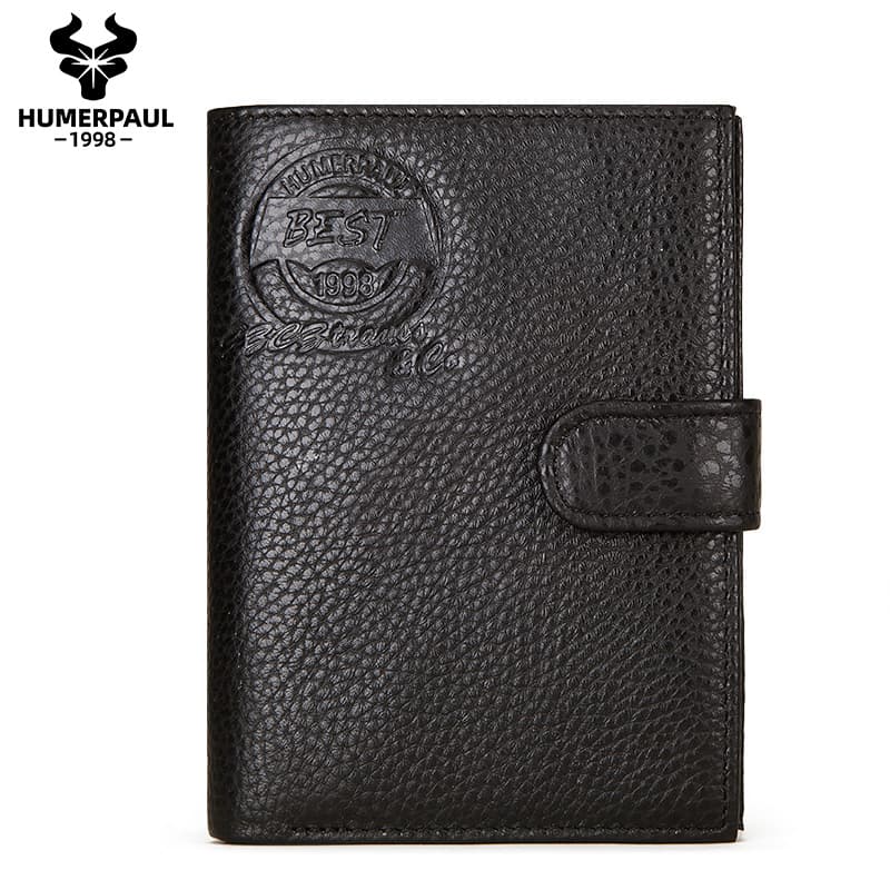 HUMERPAUL Carteira Masculina Clássica de Couro, Porta-Passaporte e Moedas com Múltiplos Compartimentos para Cartões,