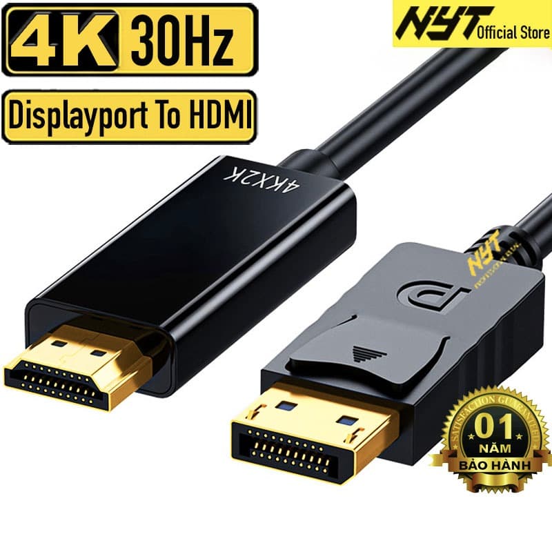 Cabo Adaptador DisplayPort para HDMI, Cabo de Áudio e Vídeo para PC, Laptop, TV, Monitor