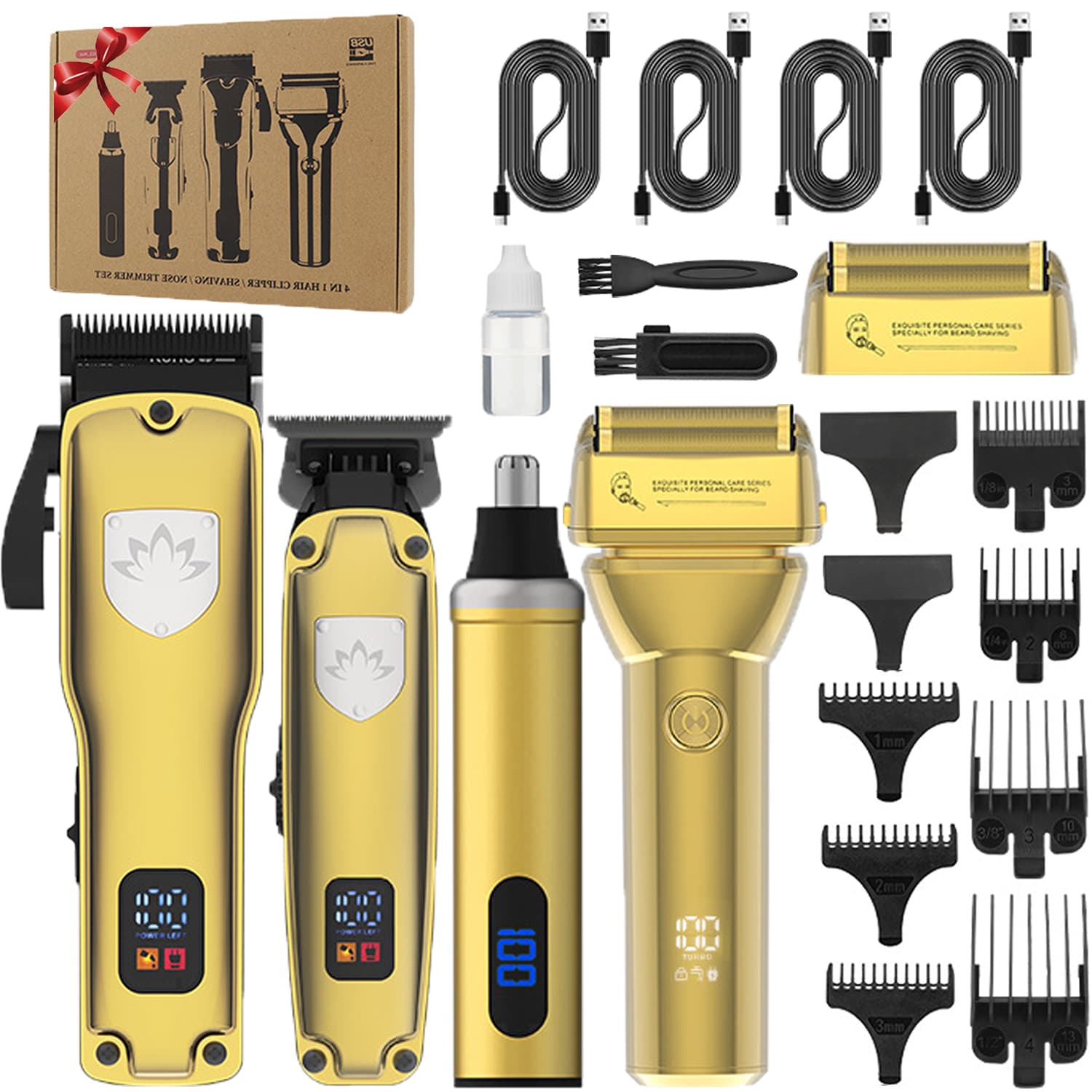 Kit de cortador e aparador de cabelo masculino profissional, com lâmina em T sem fio, aparador em T, aparador de pelos
