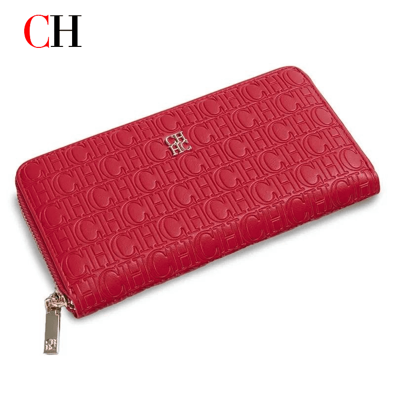CH Carteira Com Zíper Em Relevo , Longa De Grande Capacidade , Porta-Cartões , Organizador De Dinheiro , Bolsa Clutch De