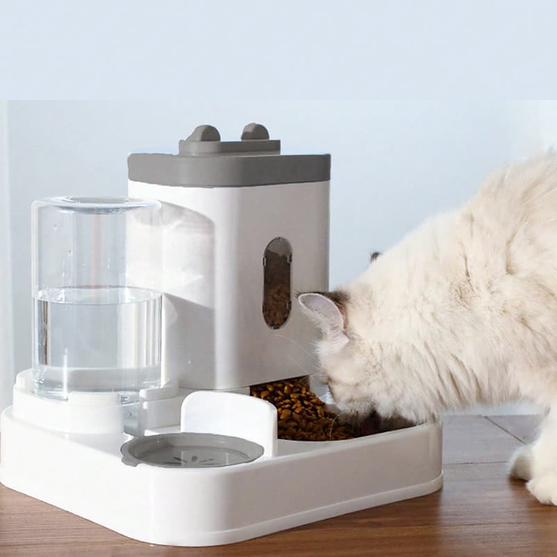Dispensador de Água e Ração para Pets 2 em 1 com Capacidade Grande, Fonte Automática de Água e Ração para Gatos e Cães