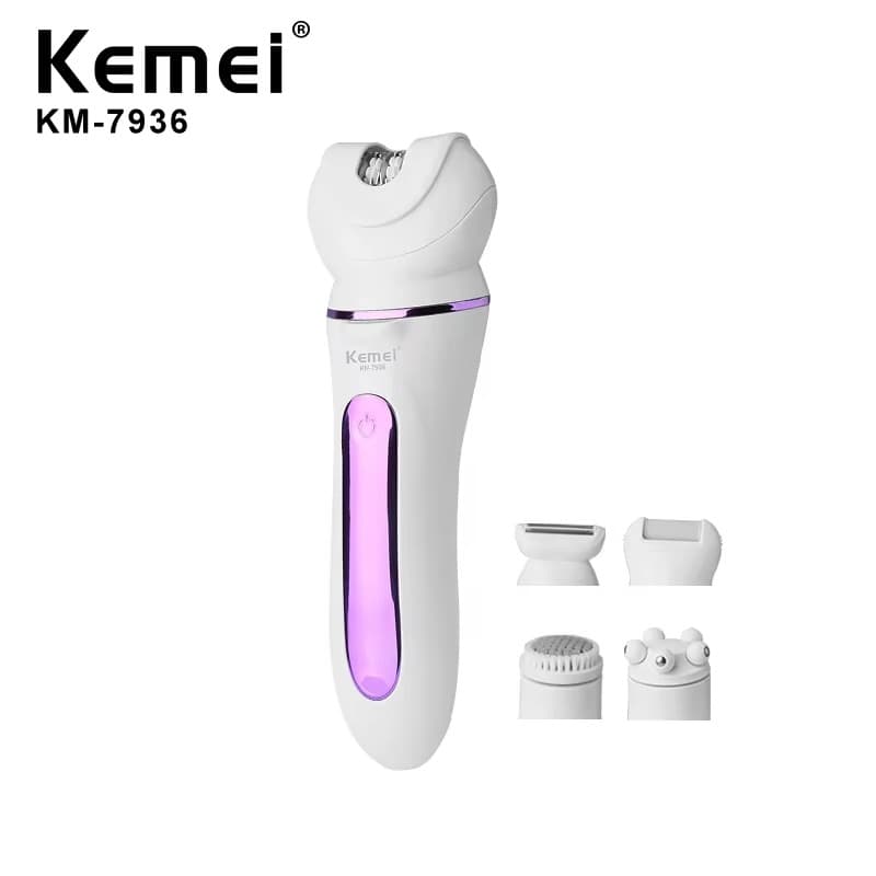 Kemei Km-7936 Depilador Removedor De Pêlos Recarregável USB Com Lâmina Substituível Barbeador Facial Feminino