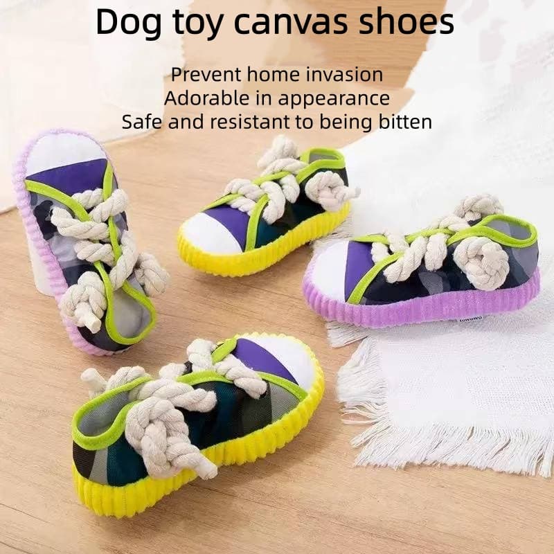 Brinquedo De Mastigar Para Cachorro Em Forma De Sapato De Lona Com Nó De Corda , Acessório Interativo Durável Animais De