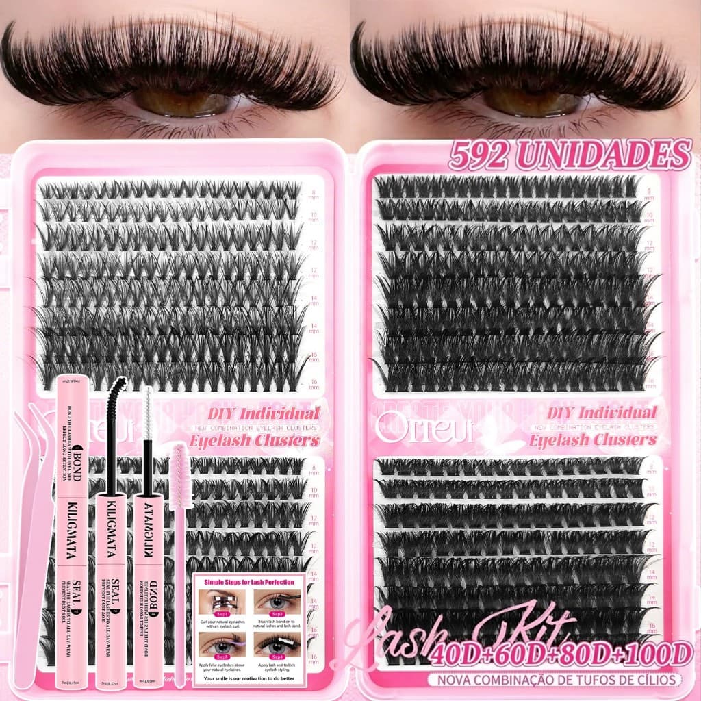 Aglomerados de Cílios Postiços, Extensão de Cílios em Forma de Olho de Gato 40D&60D&80D&100D D Curl, Cílios Postiços