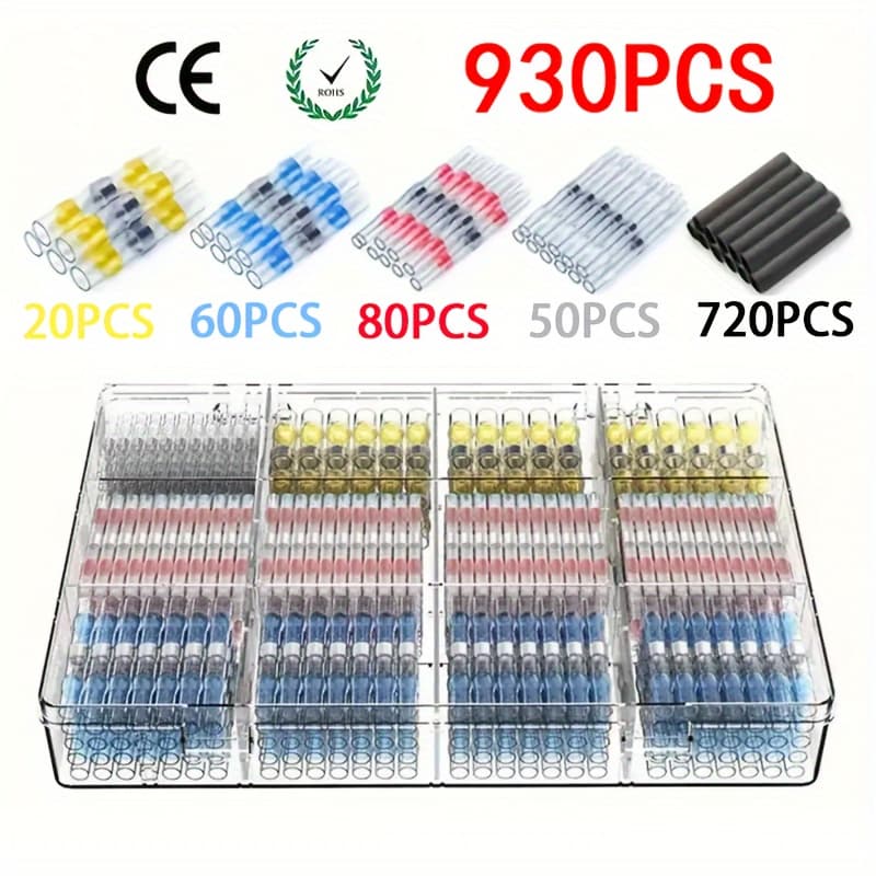 Um Conjunto de 930 Conectores de Arame de Solda, Conector Terminal Elétrico de Emenda Sem Solda Isolado para Fios,