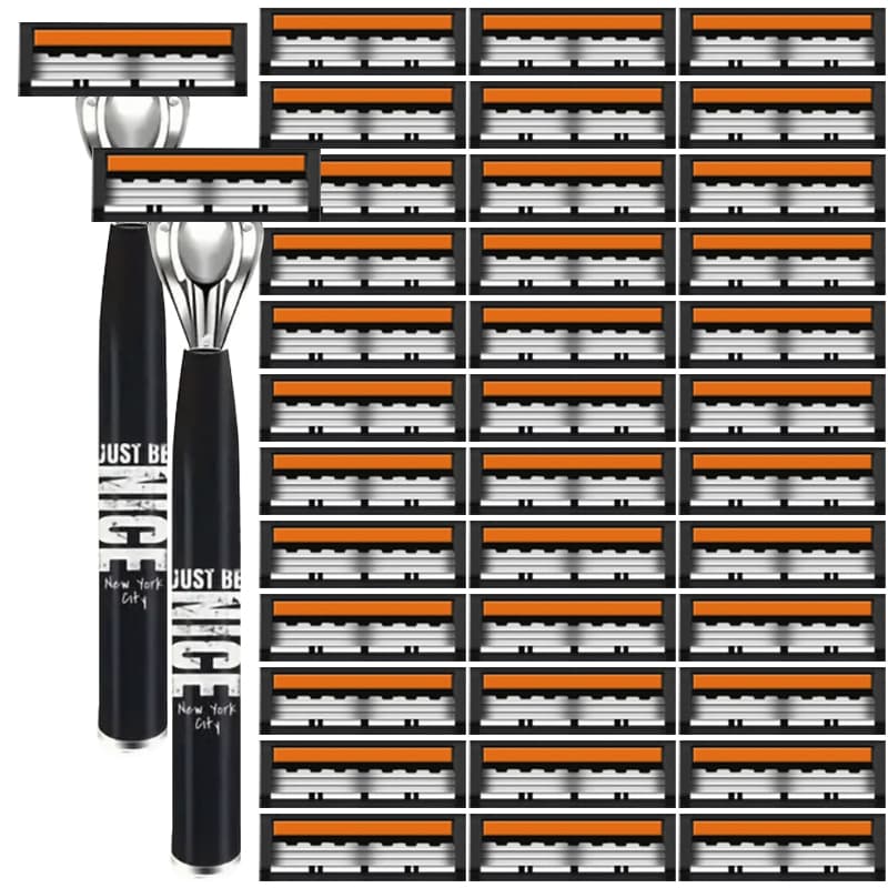 Nova máquina de barbear manual de 3 camadas para homens, lâminas substituíveis, lâminas suaves para a pele, máquina de