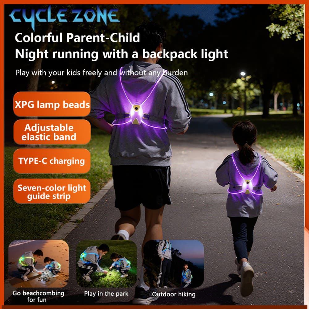 Lâmpada de Peito Refletiva de Corrida LED com 7 Modos, Recarregável Tipo-C, Luz de Colete de Corrida para Caminhada