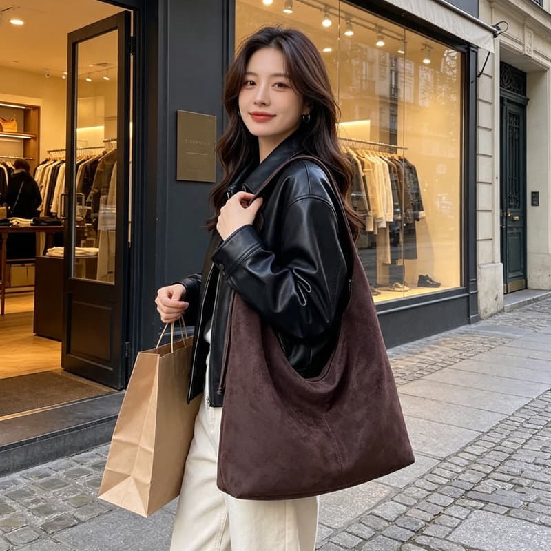 Bolsa de ombro, bolsa feminina, bolsa tiracolo, bolsa tote retrô de camurça