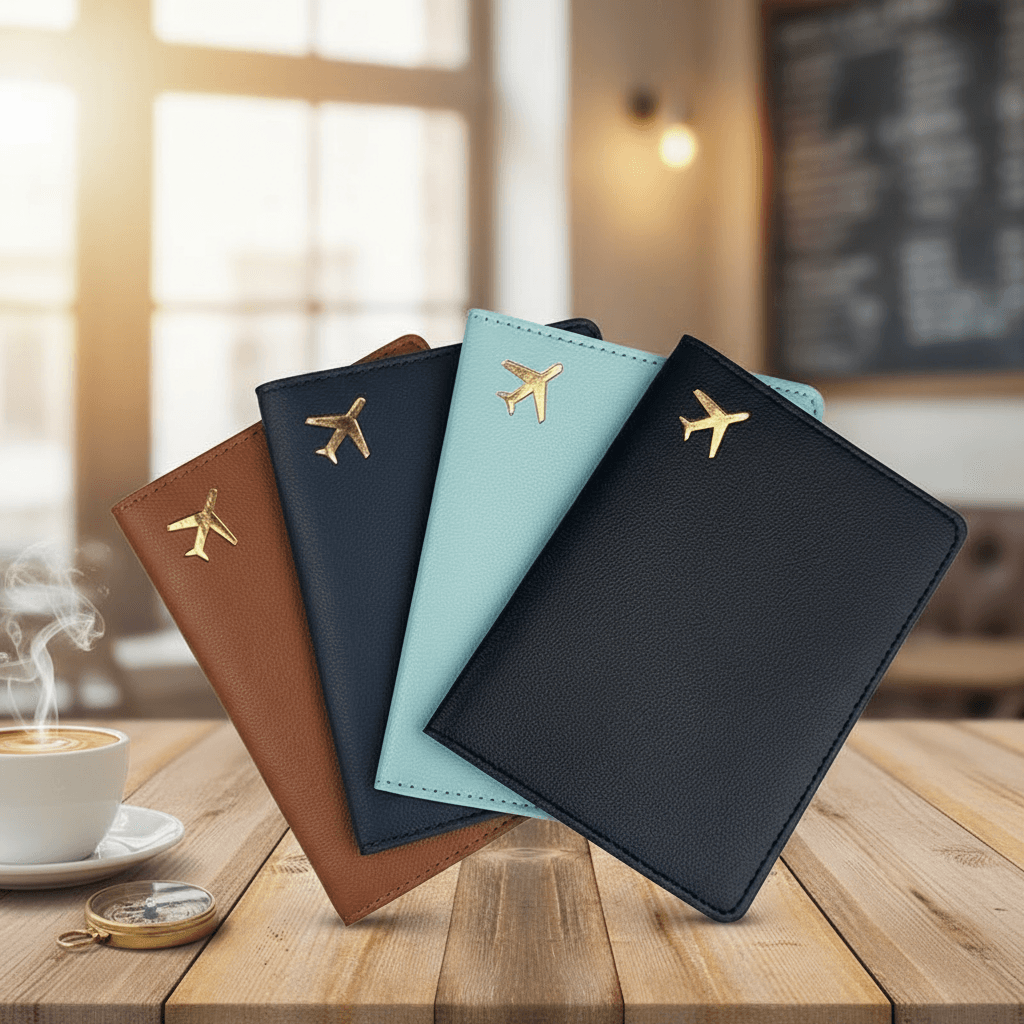 Porta-cartões de crédito e carteira para passaporte, em couro PU para viagens.